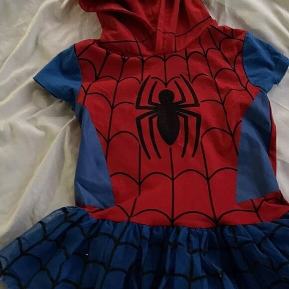 Spider-Man Spider girl- Girls Vtg Marvel Costume Halloween Dress Girls Sz 6 - Picture 4 of 11